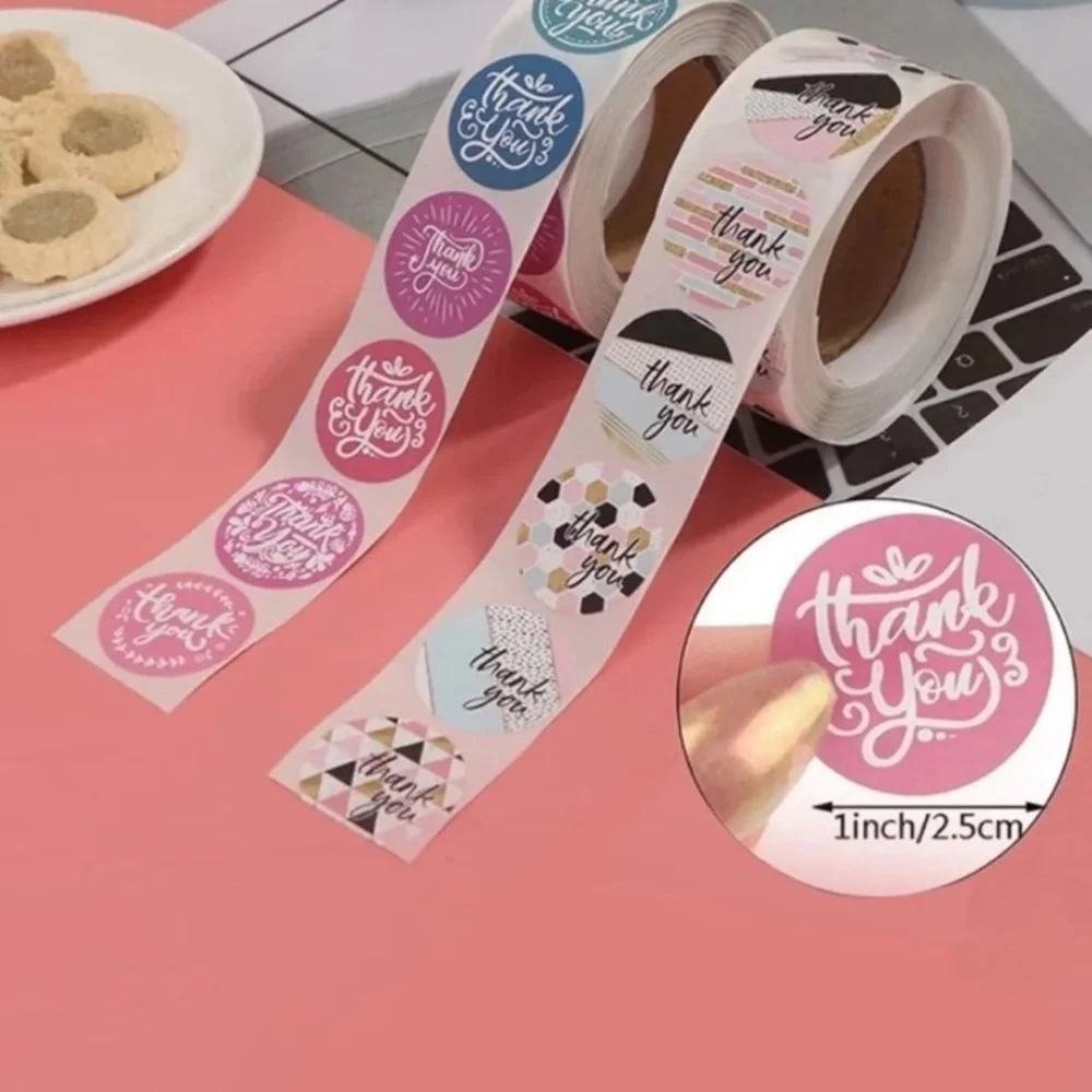 500!! 1-inch Thank You Stickers Packaging